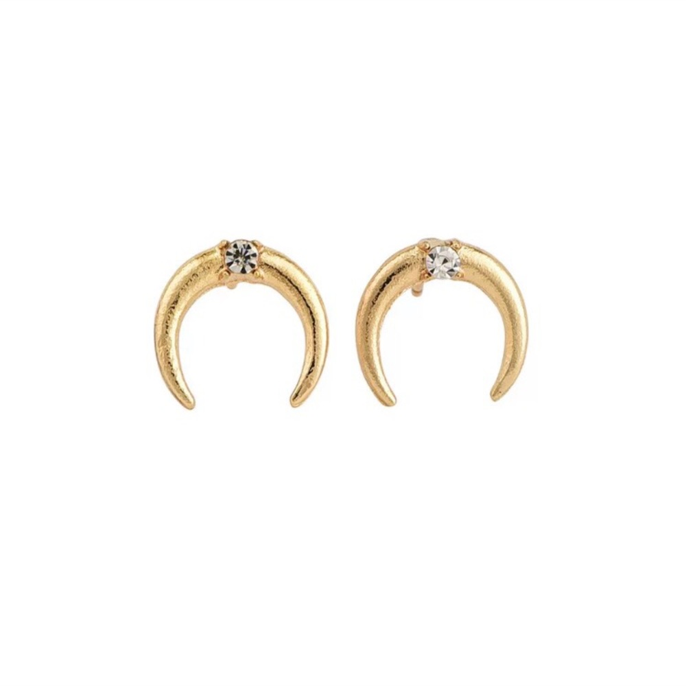 🔴5/$15🔴CLEARANCE Gold Horn Crystal Earrings NEW - Picture 5 of 7